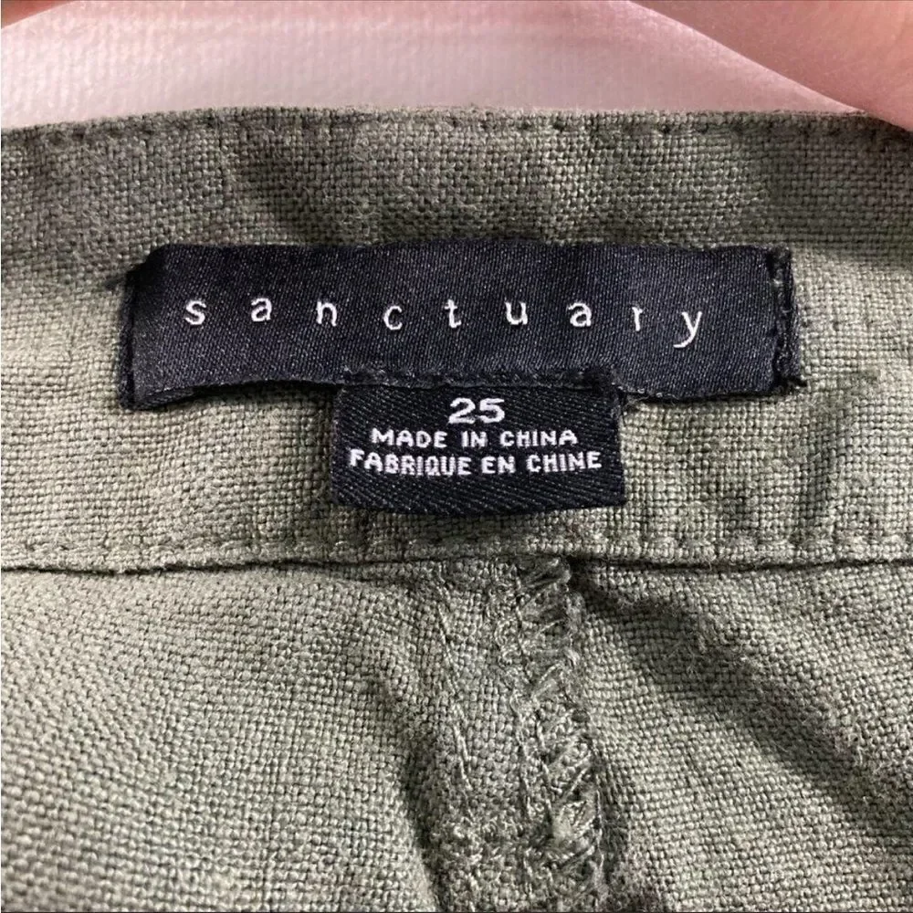 Sanctuary Womens Green High Waisted Rolled Hem Wanderer Cargo Shorts Size 25